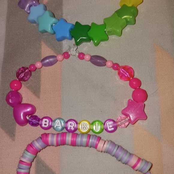 RAINBOW 🌈 COLORFUL BARBIE BEADED STARS KAWAII RAVE BRACELET SET - Picture 15 of 16